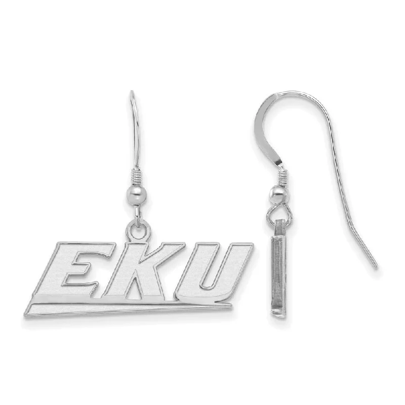 Women’s personalized earrings-Sterling Silver Eastern Kentucky University Small Dangle Earrings