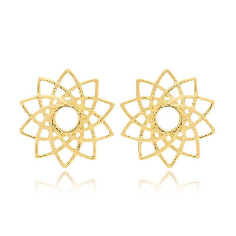 Women’s artistic earrings-Tahni Flower Earrings - Handmade Gold Plated Turkish Sterling Silver