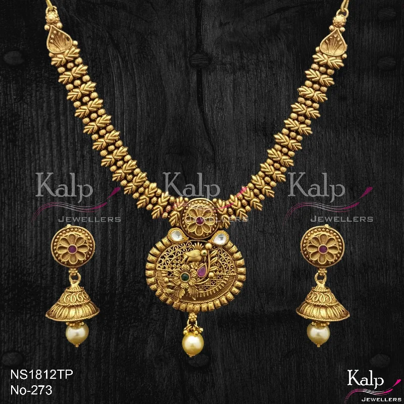 Women’s anniversary necklace-Kalp Jewellers Copper Gold Plated Necklace Set