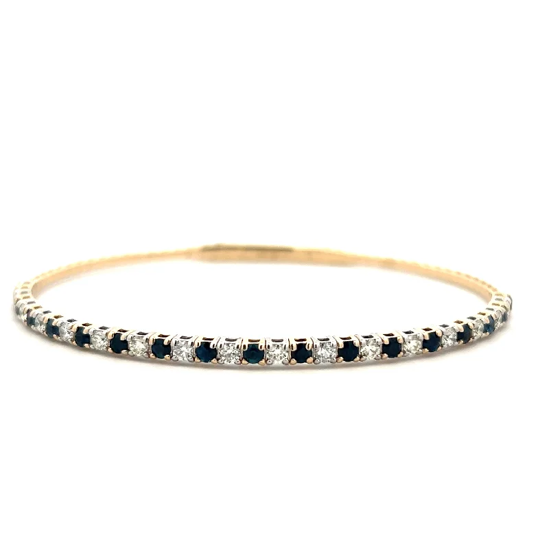 Women’s gold bracelet-14K Two Tone Gold 1.95ctw Round Blue Sapphire & Diamond Bangle Bracelet