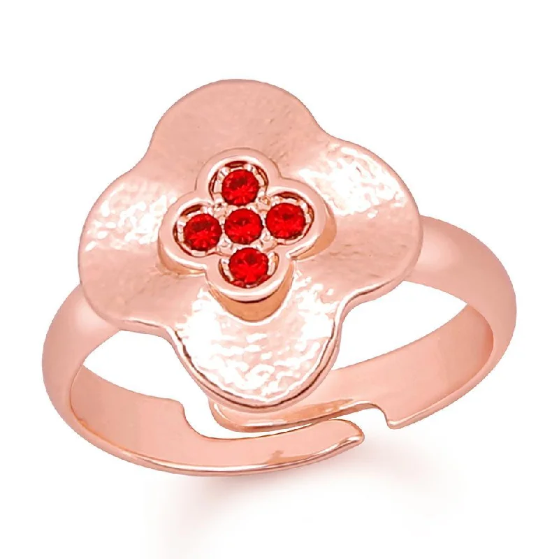 Women’s pearl ring-Mahi Rose Gold Plated Exquisite Designer Love Finger Ring With Crystal