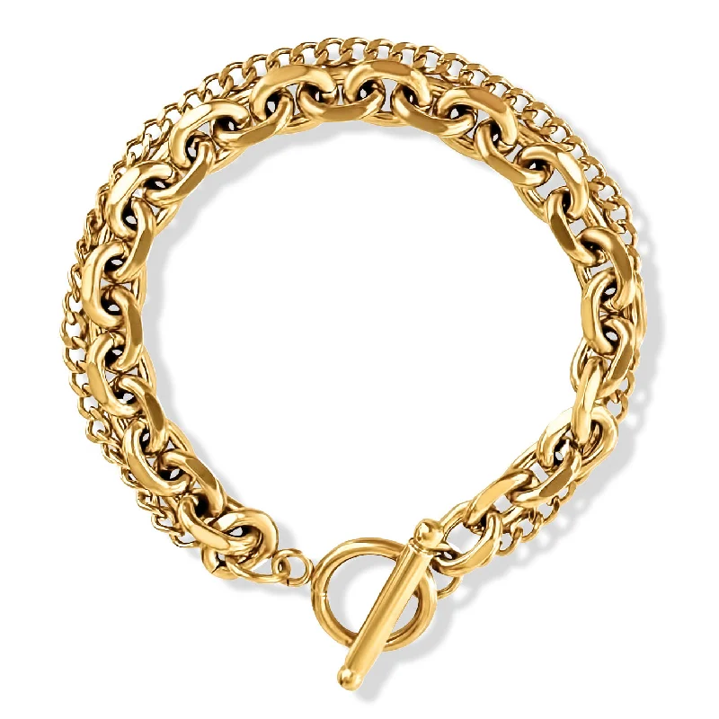 Women’s chunky bracelet-Nila Double Chain Toggle Bracelet