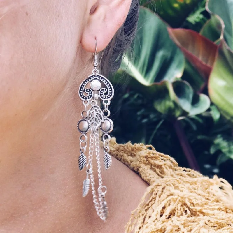 Women’s nature-inspired earrings-Anatolian Boho Earrings - "Dreamcatcher"