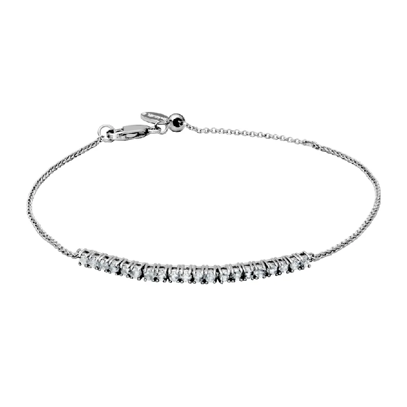 Women’s infinity bangle-Sterling Silver White Topaz Bolo Bracelet by Samuel B.