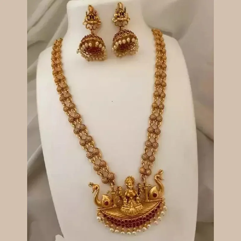 Women’s art deco necklace-H K Fashion Gold Plated Temple Long Necklace Set