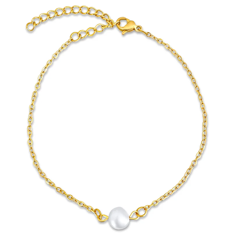 Women’s personalized bracelet-Shayla Dainty Pearl Chain Bracelet