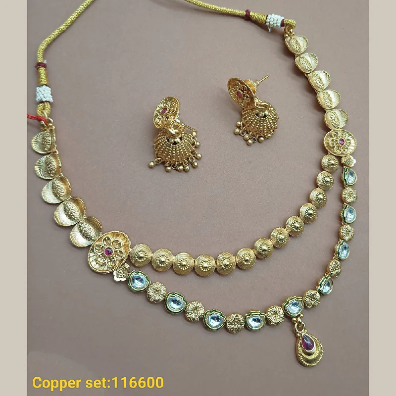 Women’s fashion-forward necklace-Padmawati Bangles Copper Gold Plated Necklace Set