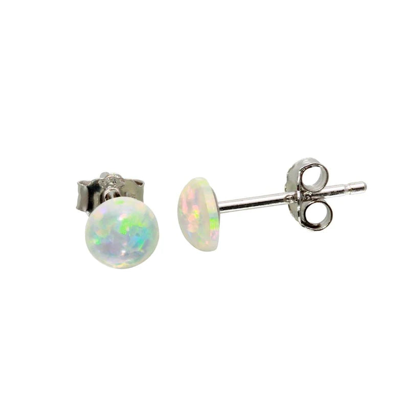 Women’s crystal earrings-Silver 925 Rhodium Plated Opal CZ Stud Earrings