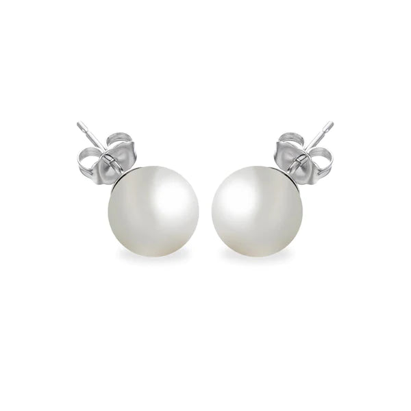 Women’s engagement earrings-Silver 925 Rhodium Plated Pearl Stud Earrings