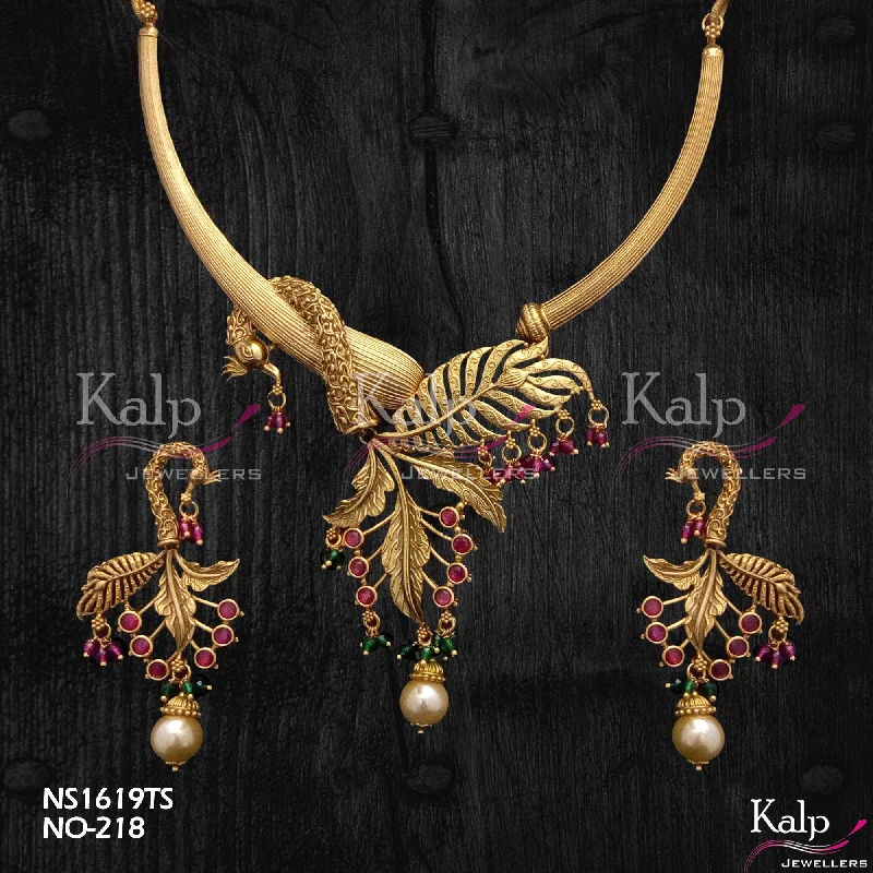 Women’s choker necklace-Kalp Jewellers Copper Gold Plated Necklace Set