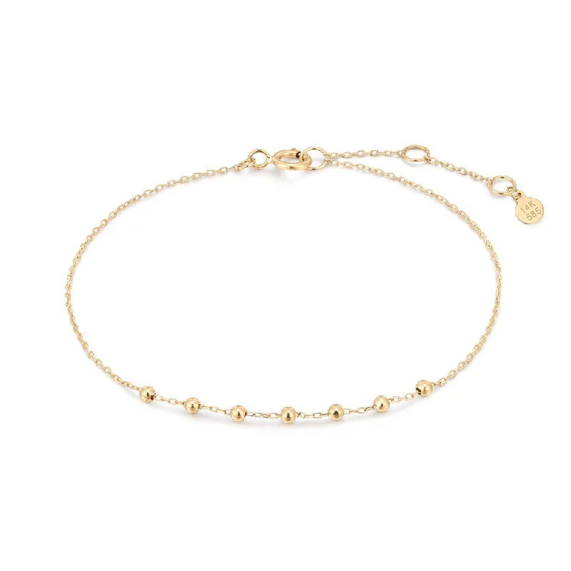 Women’s colorful bracelet-14K Yellow Gold Adjustable Length Bead Bracelet by Aurelie Gi