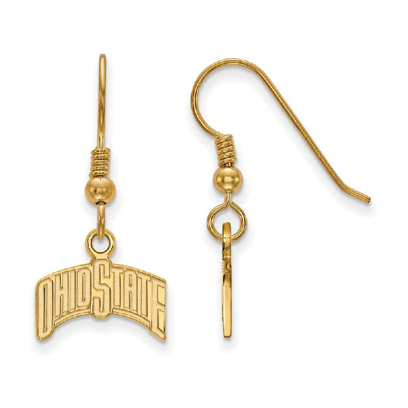 Women’s diamond hoop earrings-14k Gold Plated Silver Ohio State University Dangle Earrings