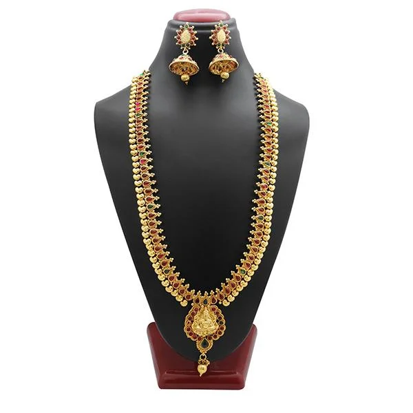 Women’s stone necklace-Utkrishtt Maroon And Green Pota Stone Copper Necklace Set - 1108327