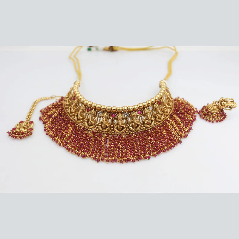 Women’s statement necklace-Manisha Jewellery Gold Plated Temple Necklace Set