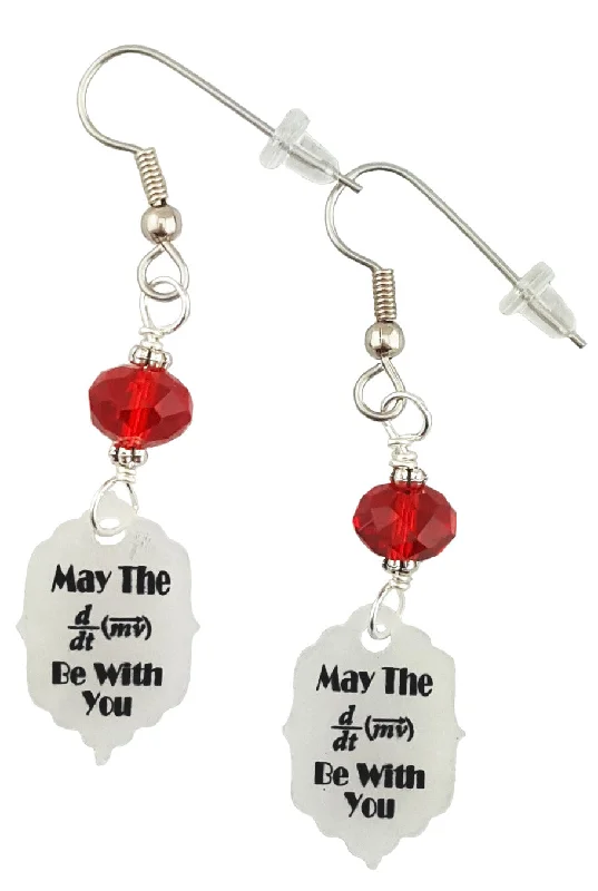 Women’s chandelier earrings-May The Force Be W/ You Math Pun, Earrings