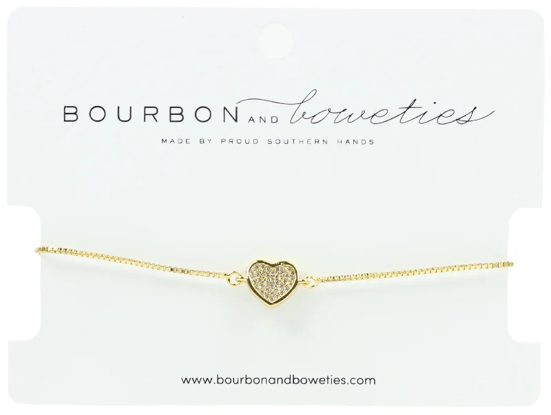 Women’s gold chain bracelet-Rhinestone Heart Adjustable Bracelet