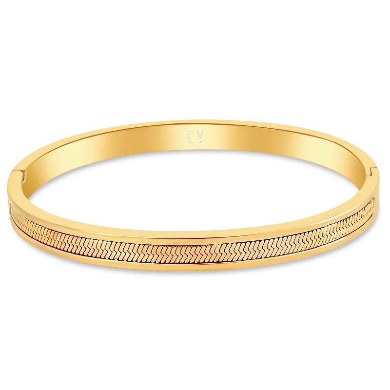 Women’s bridal bangle-Nic Herringbone Bangle Bracelet