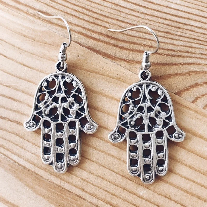 Women’s boho earrings-Anatolian Boho Earrings - "Hamsa"