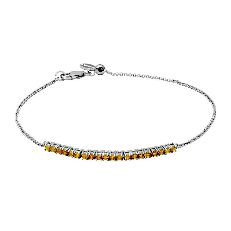 Women’s stackable bracelet-Sterling Silver Citrine Bolo Bracelet by Samuel B.