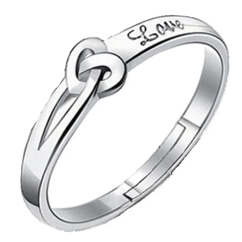 Women’s engagement diamond ring-Mahi Heart Love Silver Color Adjustable Finger Ring for Men (FR1103117R)