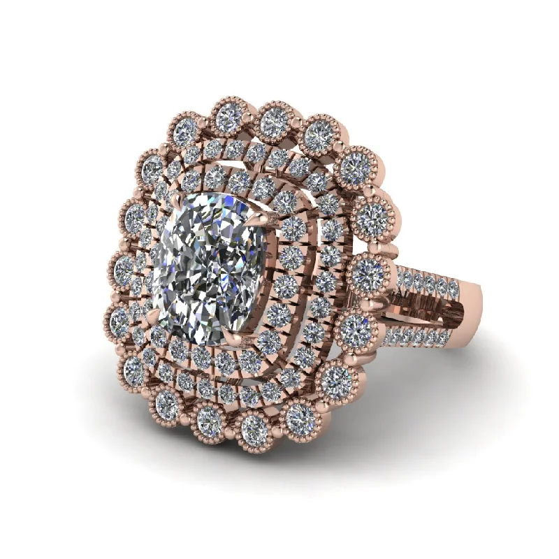 Women’s rose gold engagement ring-Diamond Multi Halo Oval Engagement Ring - Caitlin No. 2