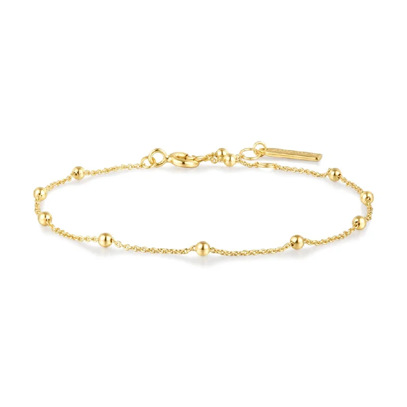 Women’s stylish bangle-14K Yellow Gold Plated Beaded Station Bracelet by Ania Haie