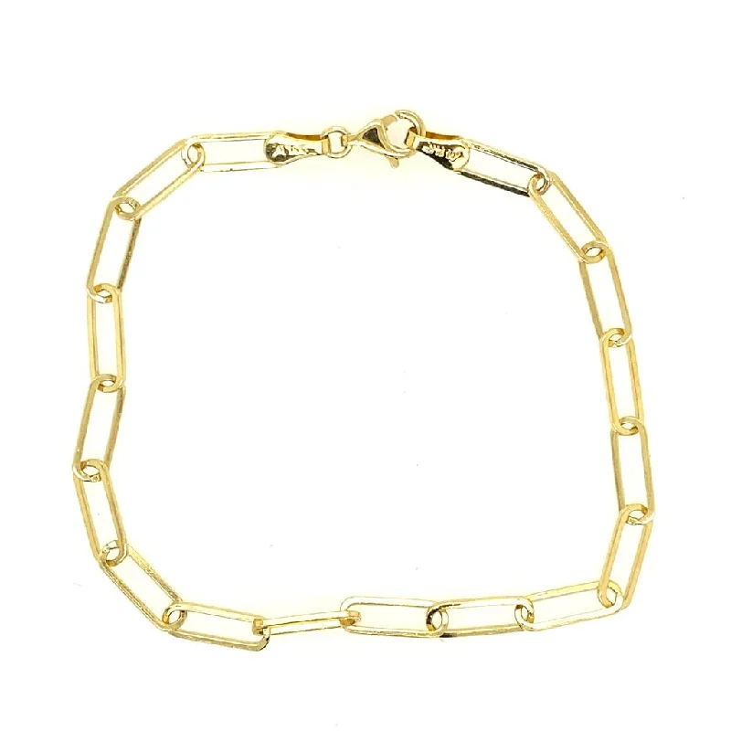 Women’s minimalist bangle-14K Yellow Gold 3.60mm Paperclip Chain Bracelet