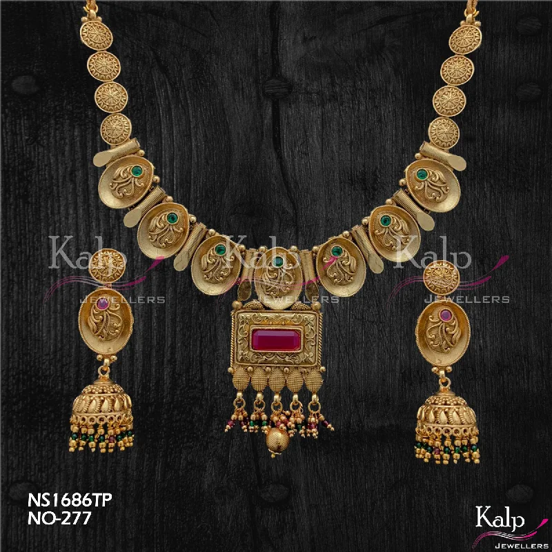 Women’s statement piece necklace-Kalp Jewellers Copper Gold Plated Necklace Set