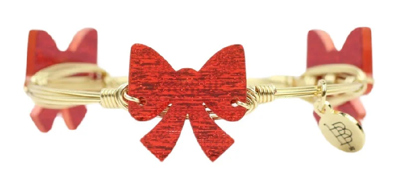 Women’s luxury bracelet-Red Bow Bangle Bracelet