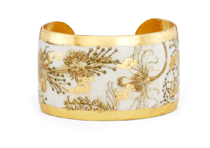 Women’s wedding bangle-22K Gold Leaf Sea Life Sepia Cuff Bracelet by Evocateur