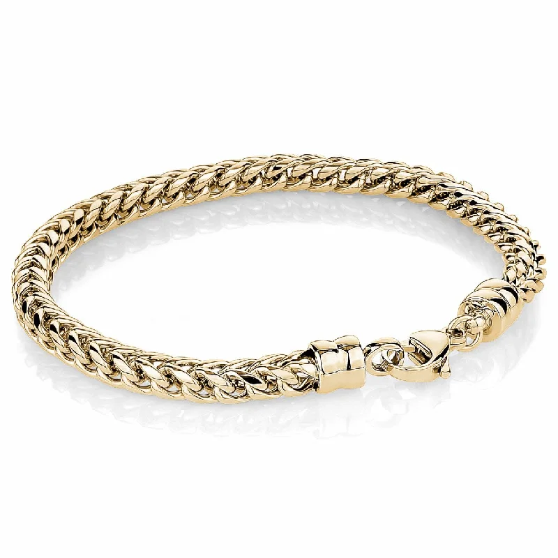 Women’s mixed stone bracelet-Stainless Steel Yellow Gold Plated Franco Chain Men's Bracelet