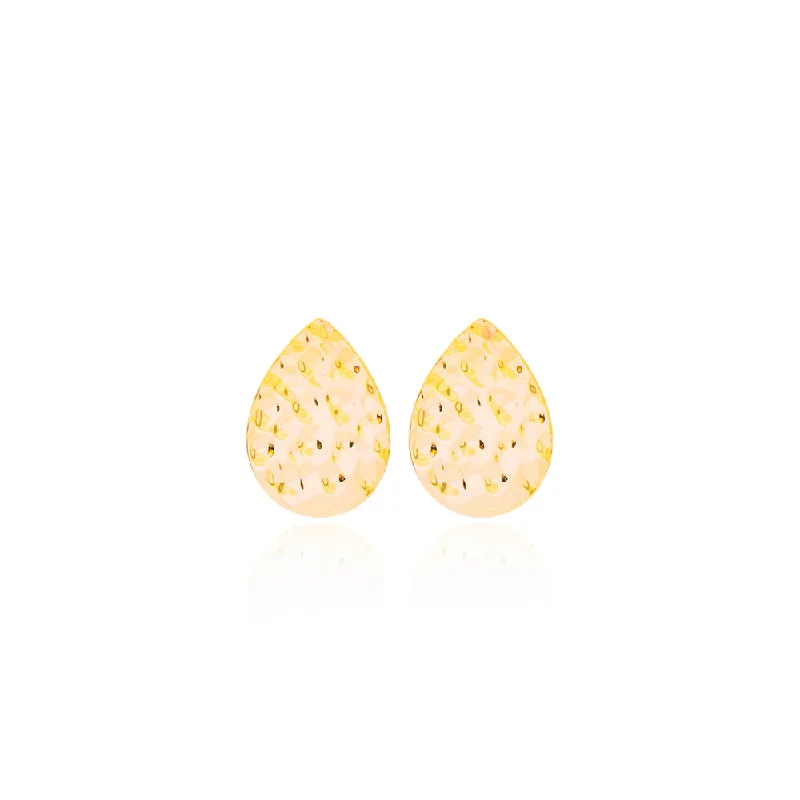 Women’s simple stud earrings-Gold Pressed Metal Earrings - Sterling Silver