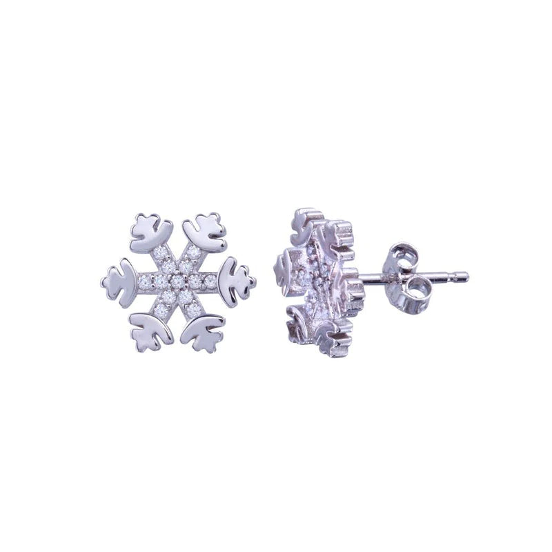 Women’s chandelier earrings-Silver 925 Rhodium Plated CZ Snow Flakes Earrings