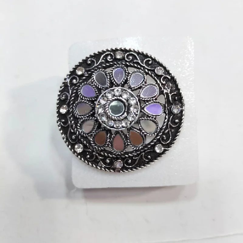 Women’s round diamond ring-Manisha Jewellery Oxidised Plated Mirror Ring