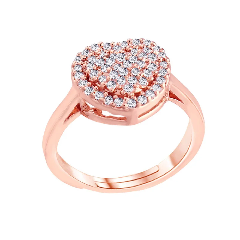 Women’s diamond halo ring-Etnico Rose Gold-Plated Adjustable Ring (Women) - FL189RG