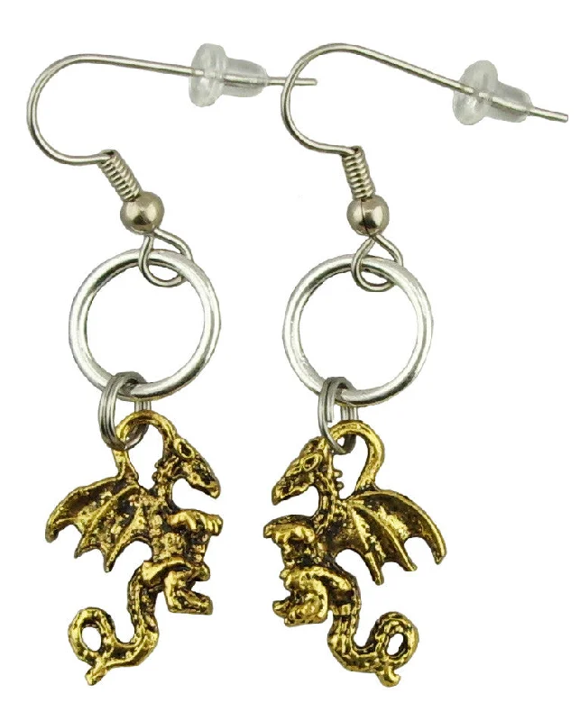 Women’s birthstone earrings-Metallic Dragon Earrings