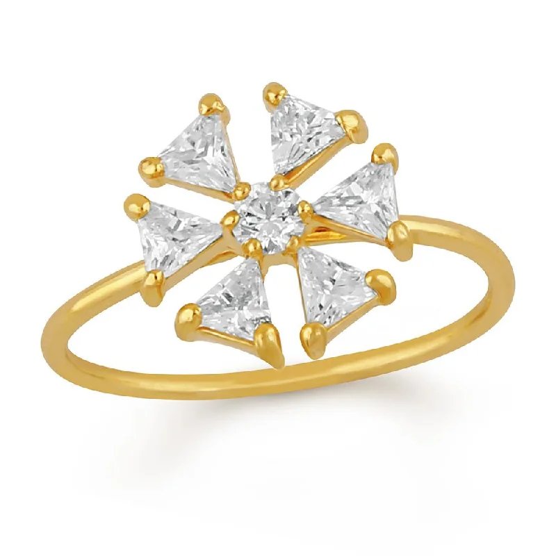 Women’s three-stone ring-Mahi Floral love triangular petals Finger ring