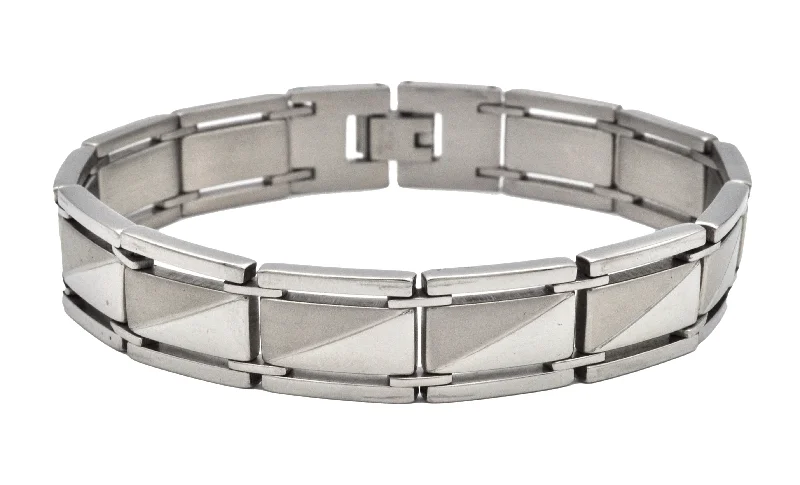 Women’s minimalist bangle-Mens Brushed And Polished Stainless Steel Bracelet