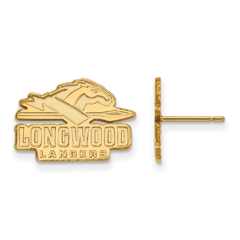 Women’s cubic zirconia earrings-14k Gold Plated Silver Longwood University Small Post Earrings