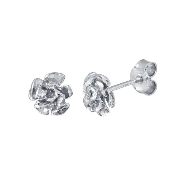 Women’s heart earrings-Rhodium Plated 925 Sterling Silver Flower Earrings