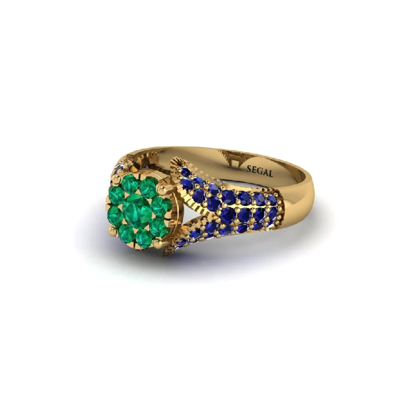 Women’s emerald engagement ring-Sapphire Floral Cluster Engagement Ring  - Penelope No. 64