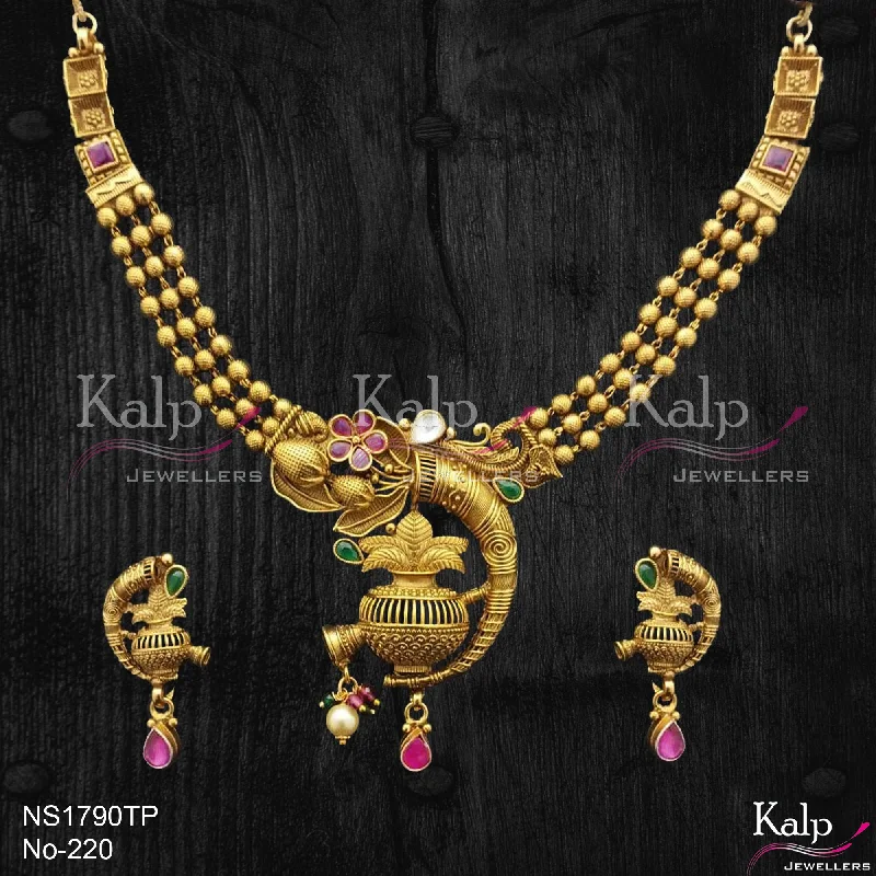 Women’s gold chain necklace-Kalp Jewellers Copper Gold Plated Necklace Set