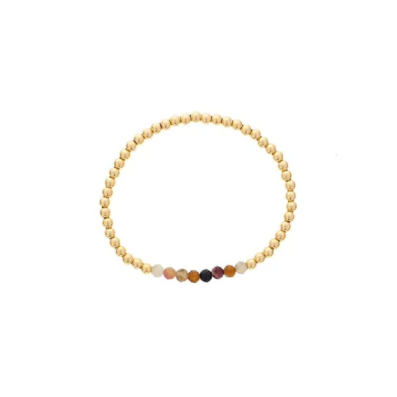 Women’s silver bangle-Gold Filled Multi Color Tourmaline Bead Stretch Bracelet by Dee Berkley