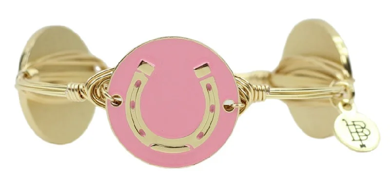 Women’s statement bracelet-The Horseshoe Bangle Bracelet - Pink