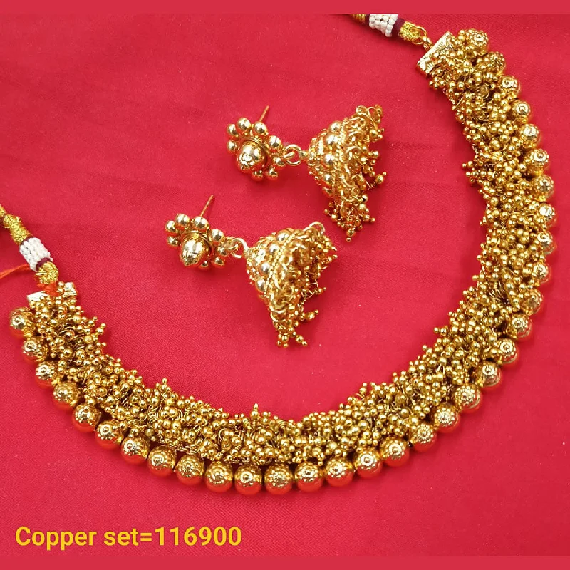 Women’s statement piece necklace-Padmawati Bangles Gold Plated Copper Necklace Set