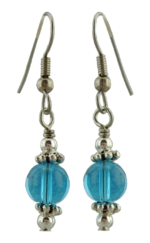 Women’s silver dangly earrings-Aqua Drop Earrings