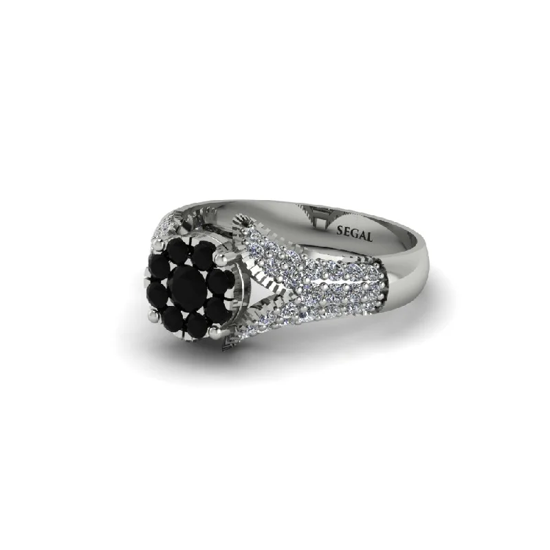 Women’s affordable diamond ring-Diamond Floral Cluster Engagement Ring  - Penelope No. 9