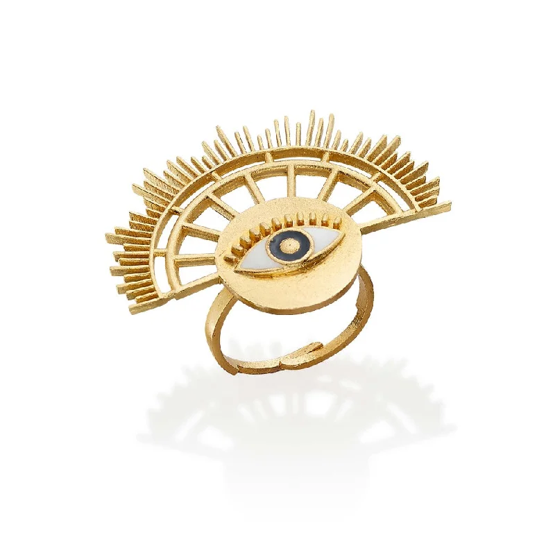 Women’s gold band ring-ROMA NARSINGHANI Gold Sun Eye Ring