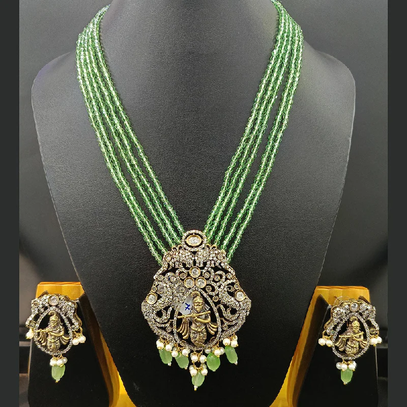 Women’s chunky gold necklace-Jain Jewellers Gold Plated Polki Kundan And Pearls Temple Long Necklace Set