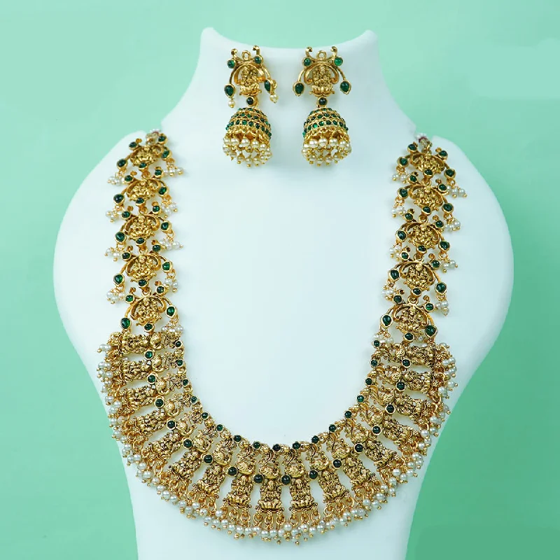 Women’s minimalist necklace-Diksha Collection Gold Plated Temple Necklace Set